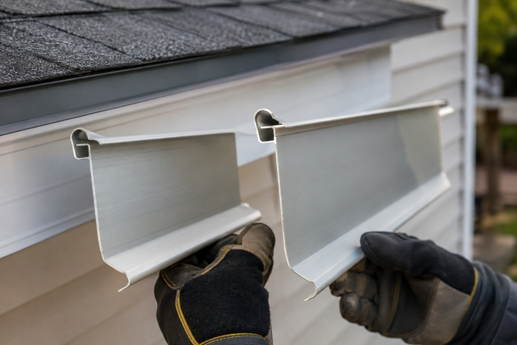 Side-by-side comparison of 5-inch and 6-inch K-style gutter profiles