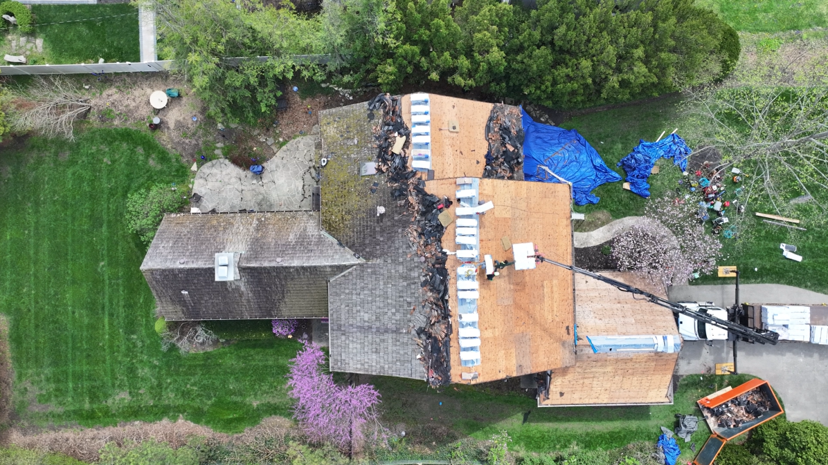 Roof replacement during tear-off and installation